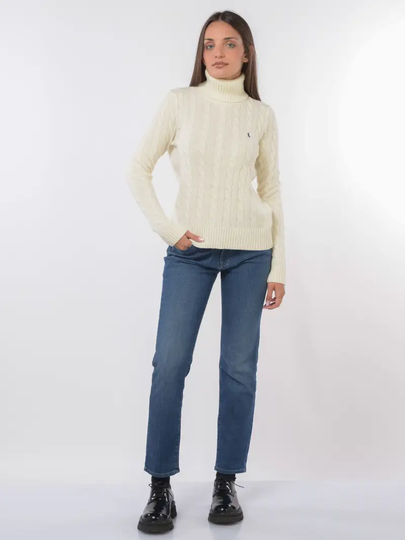 maglia da donna Ralph Lauren in lana e cachemire con collo alto BEIGE miniatura 2