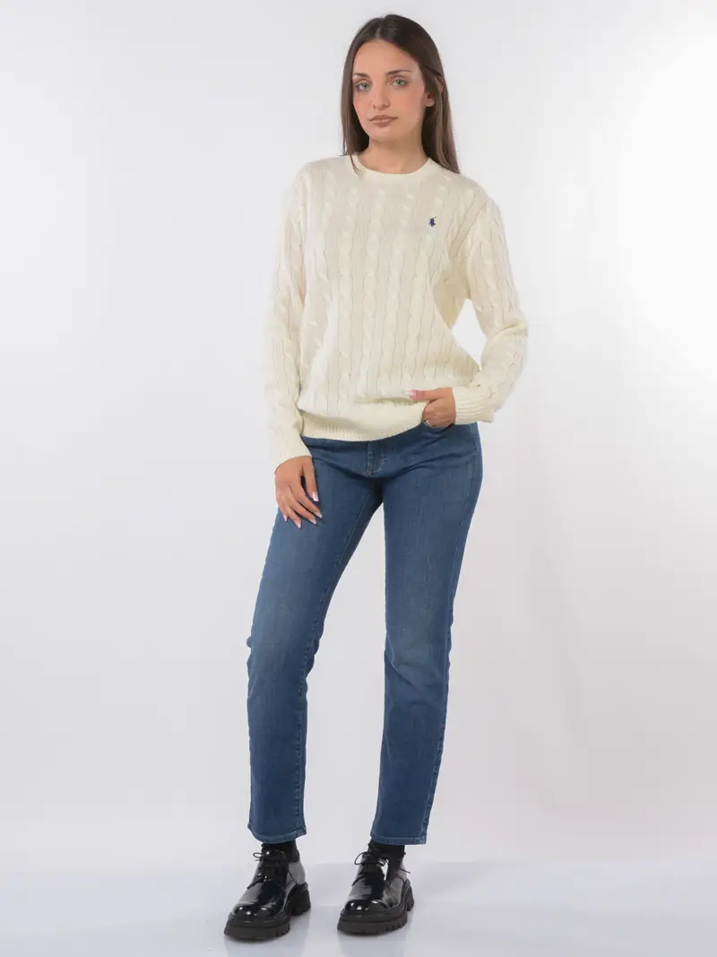 maglia da donna Ralph Lauren in lana e cachemire con lavorazione a trecce BEIGE miniatura 2