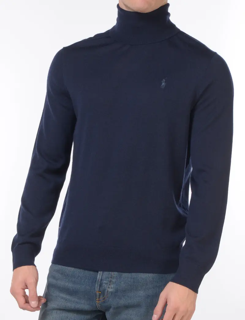 maglia da uomo Ralph Lauren dolcevita con logo Blu