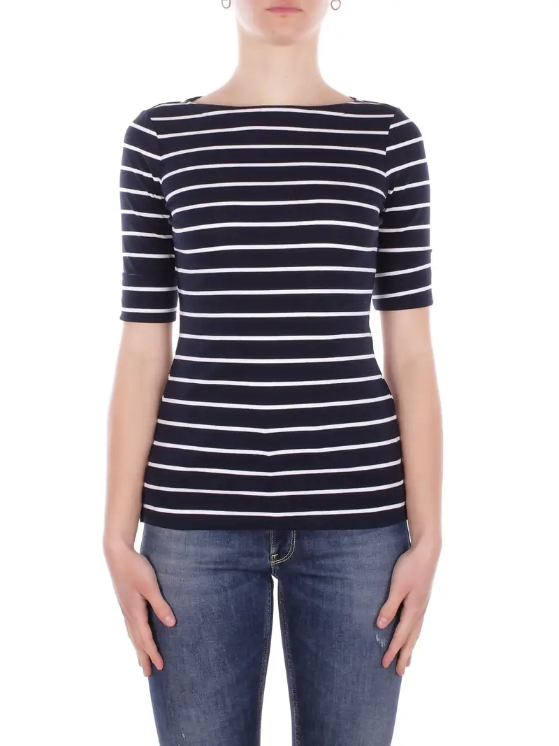 Maglia Donna RALPH LAUREN Navy white Judy elbow sleeve knit