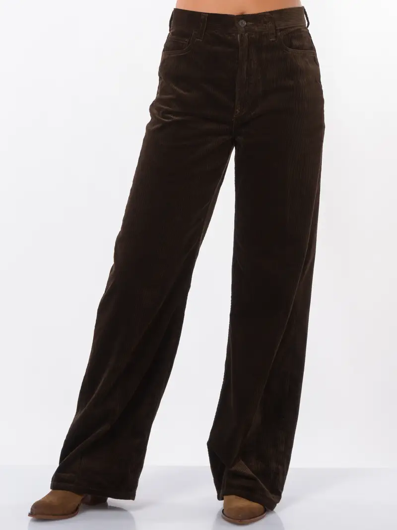 pantalone da donna Ralph Lauren ampio con velluto MARRON