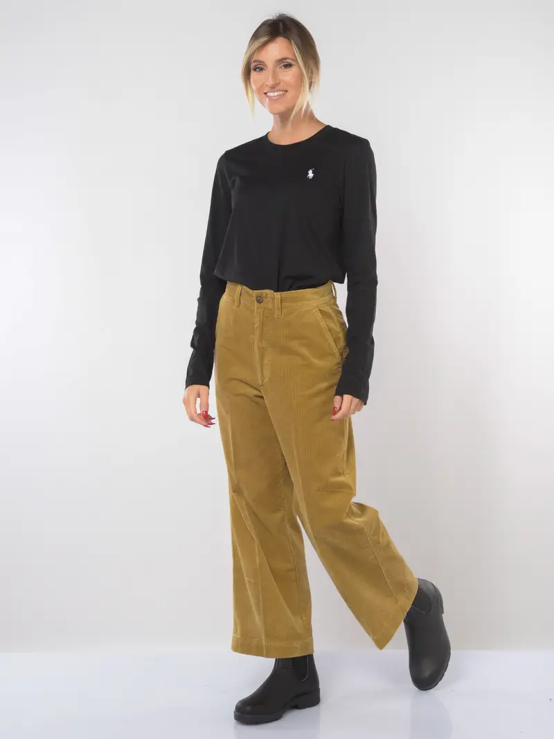 pantalone da donna Ralph Lauren baggy chino in velluto rigato Giallo miniatura 2