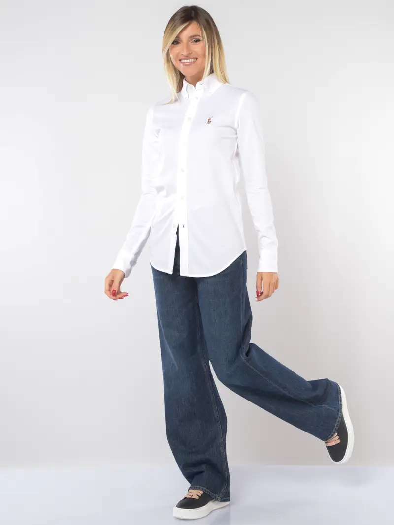 polo da donna Ralph Lauren Knit Oxford con botton down Bianco miniatura 2