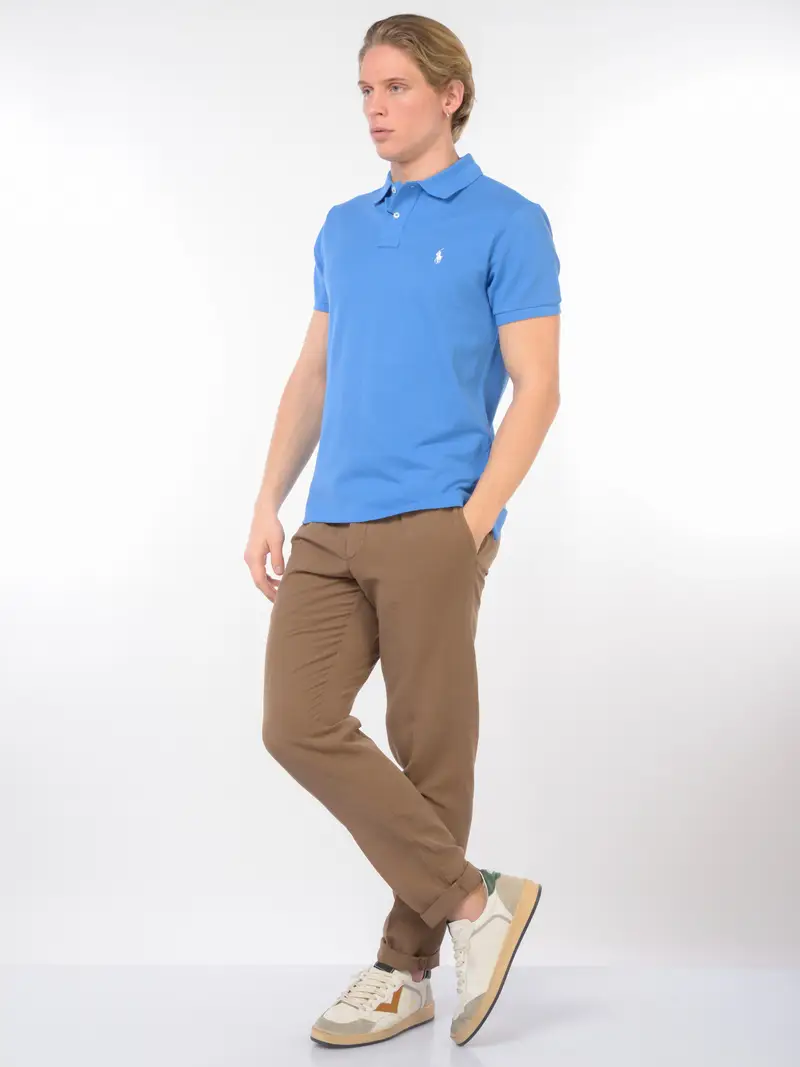 polo da uomo Ralph Lauren in piquet con logo Blu miniatura 2