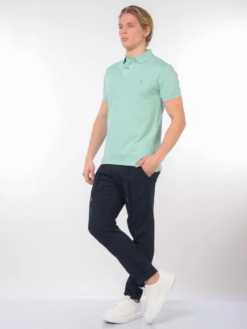 polo da uomo Ralph Lauren in piquet con logo TURCHESE miniatura 2