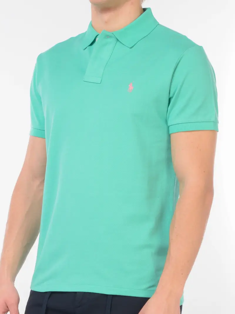 polo da uomo Ralph Lauren manica corta slim fit TURCHESE