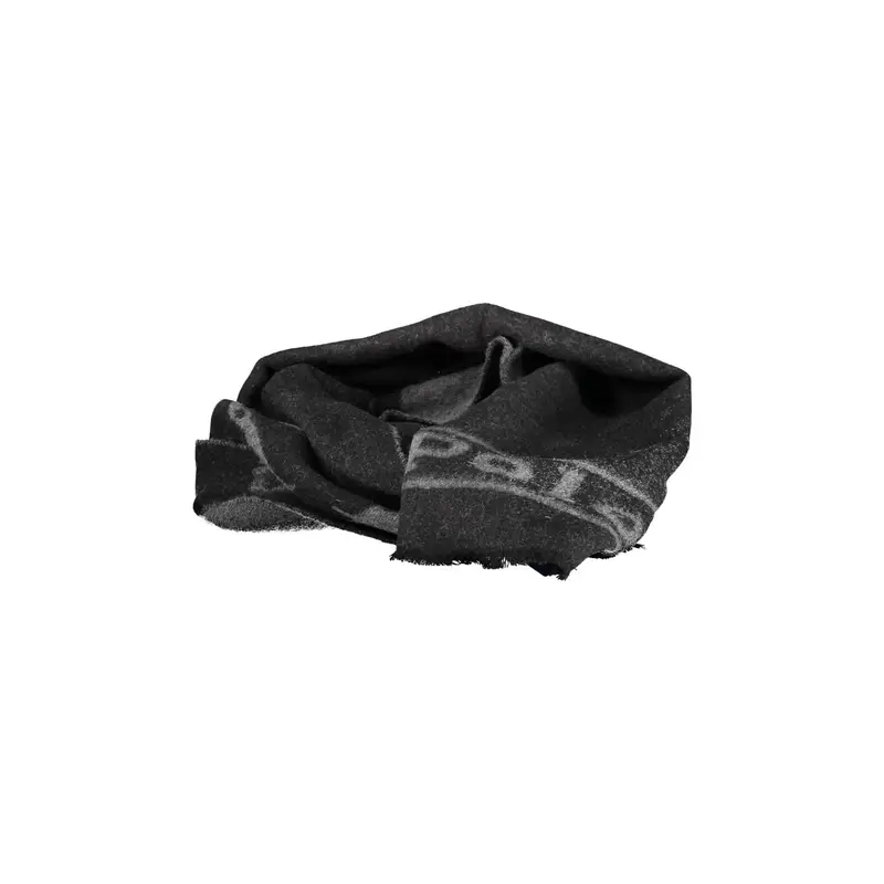 Sciarpa Uomo Nera Dettagli a Contrasto Nero