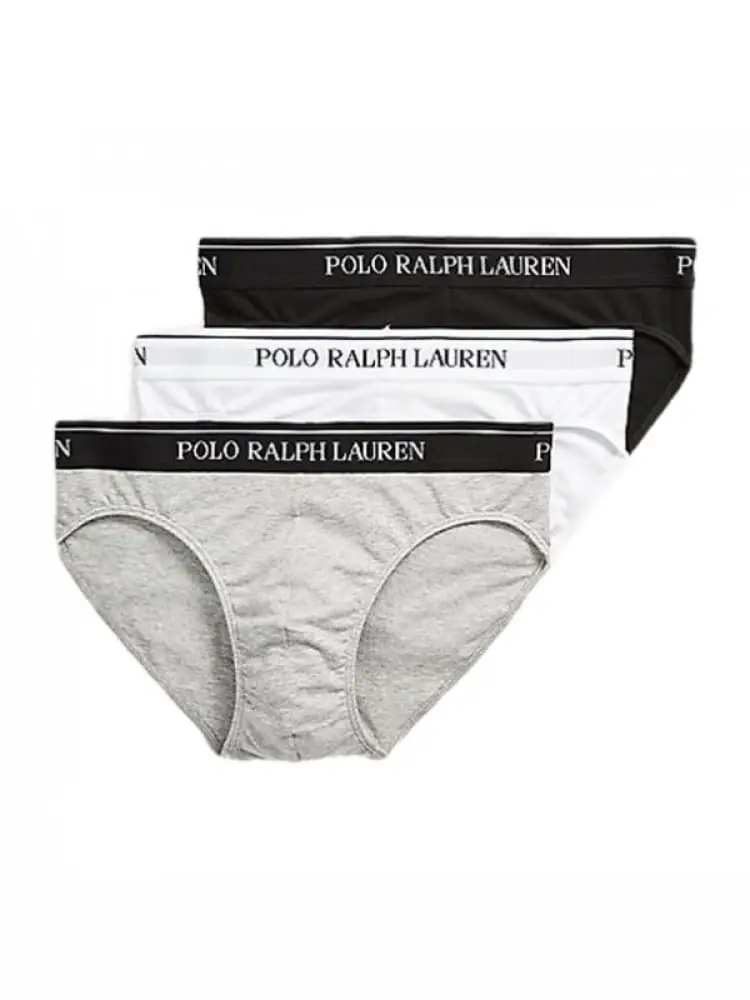 set 3 slip con elastico logato nero-bianco-grigio
