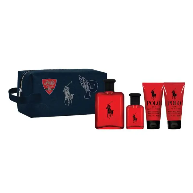 Set Ralph Lauren Polo Red Eau De Toilette per uomo 125 ml + Polo Red Eau De Toilette per uomo 40 ml + Polo Red Balsamo dopobarba idratan