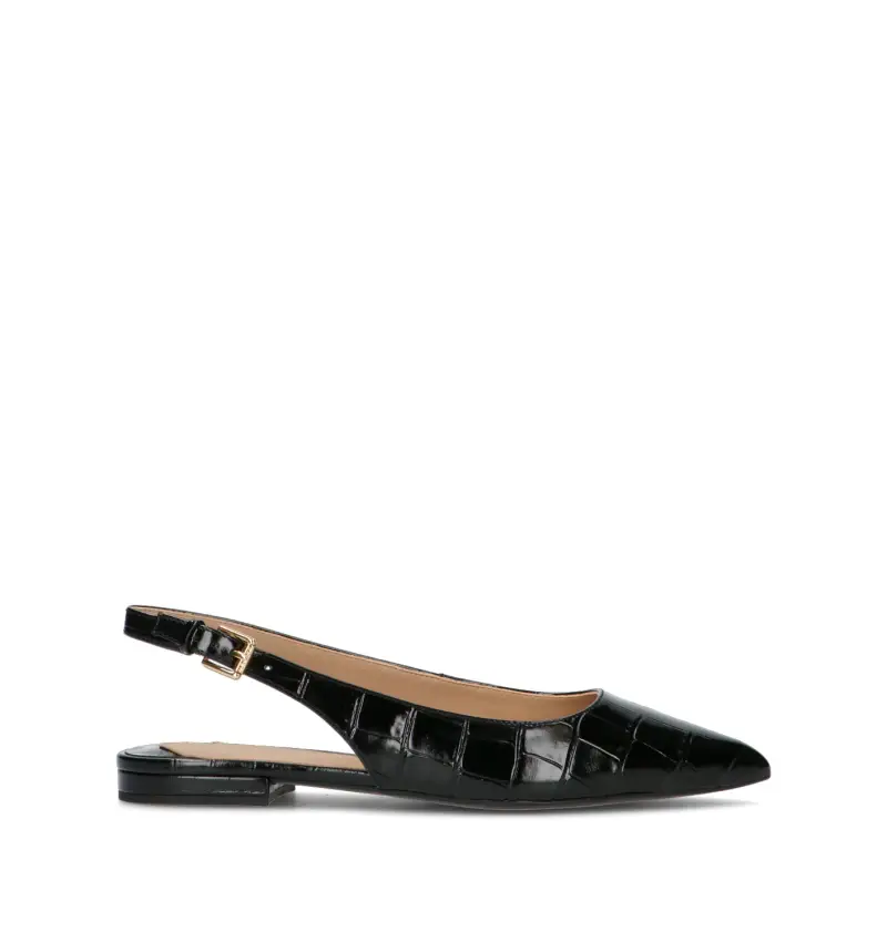 Slingback donna nera in pelle Vario