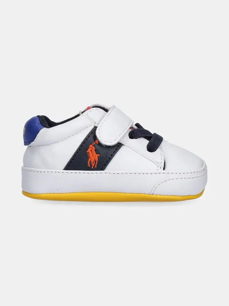 sneakers infant culla in ecopelle bianca con logo e dettagli in contrasto