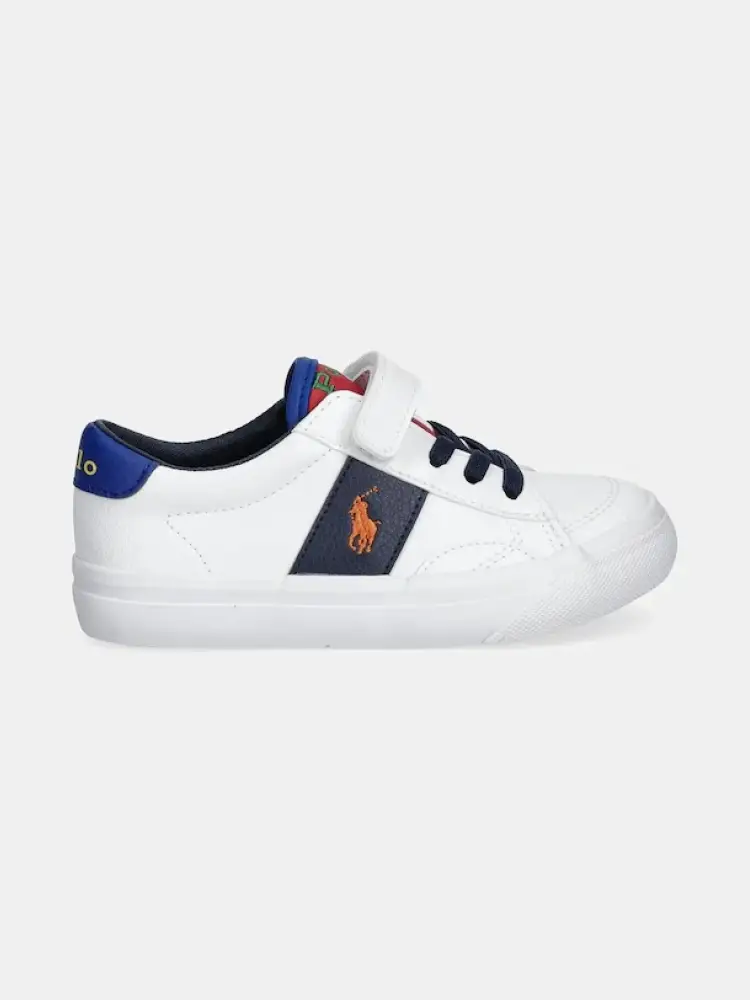 sneakers kids in ecopelle bianca ryley ps con logo in contrasto