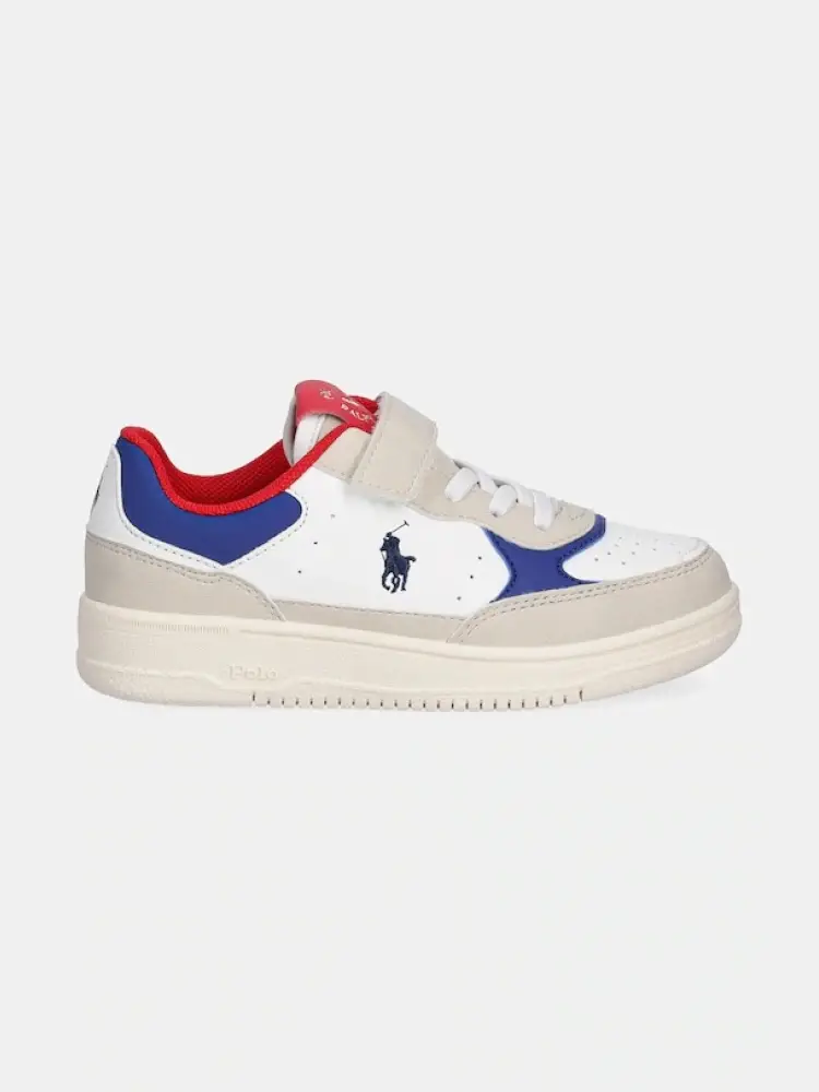 sneakers kids/junior in ecopelle bianca con logo e dettagli in contrasto