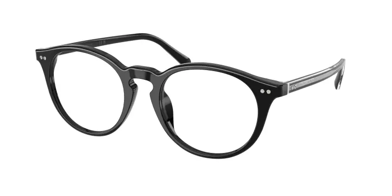 Uomo Ralph Lauren RL6263U 5001 Montature da vista Acetato Nero Trasparente Rotonda Normale