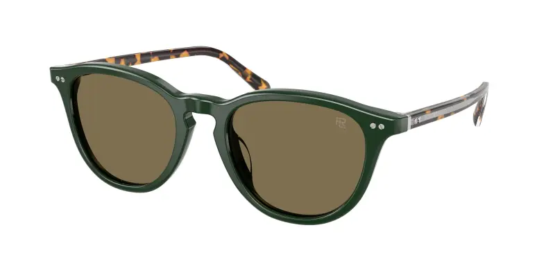 Uomo Ralph Lauren RL8241U 614073 Occhiali da sole Acetato Verde Marrone Pantos Normale