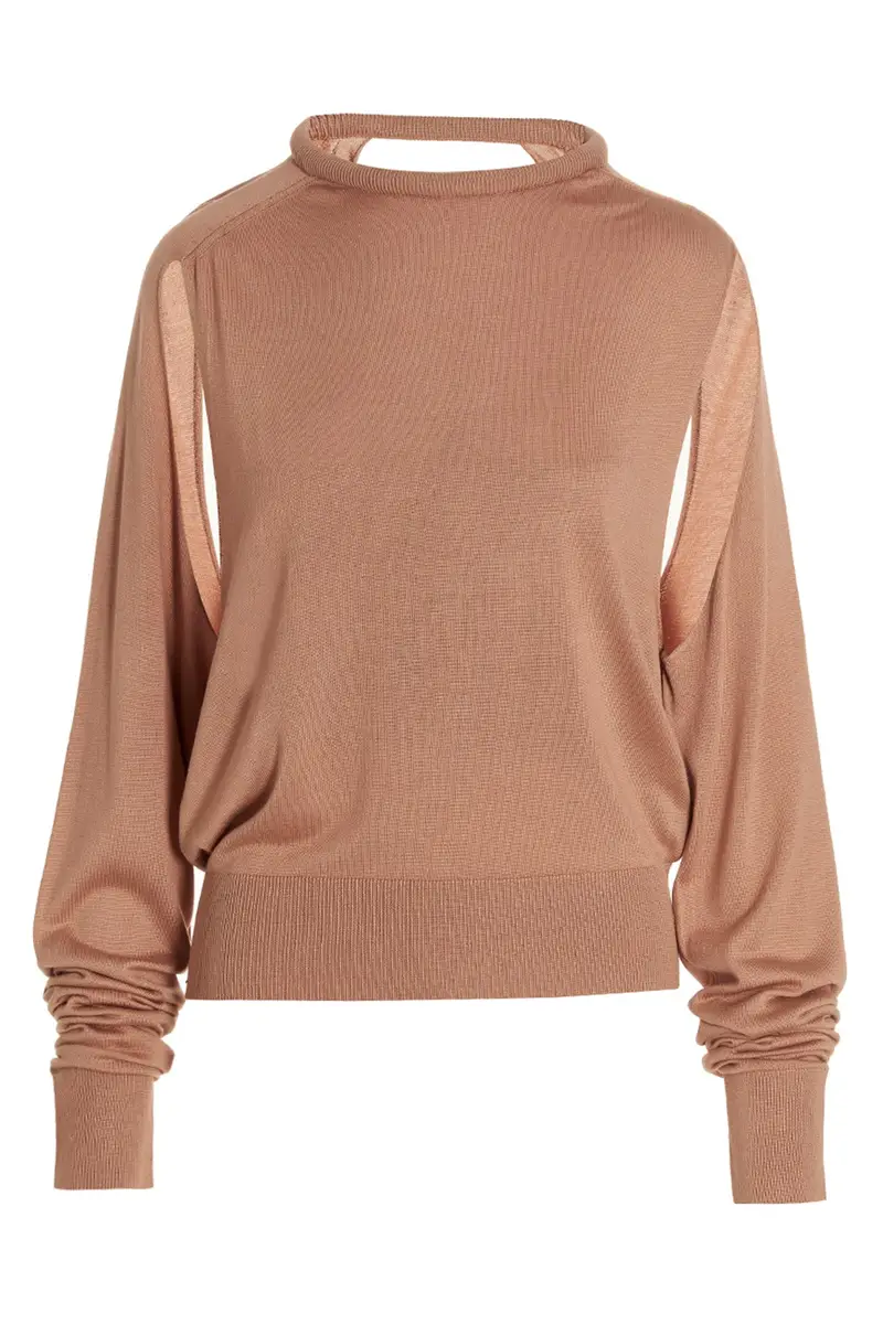 Maglia Cut Out Inserto Top Beige
