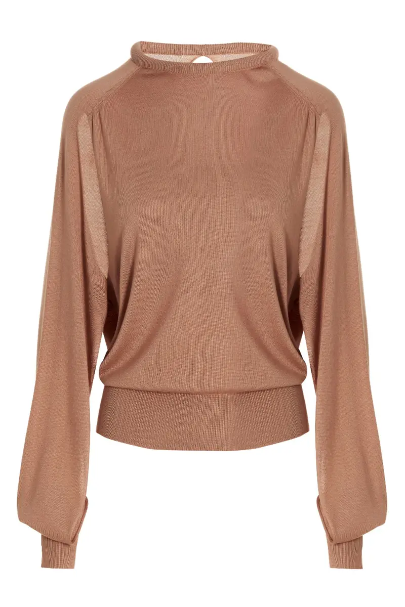 Maglia Cut Out Inserto Top Beige