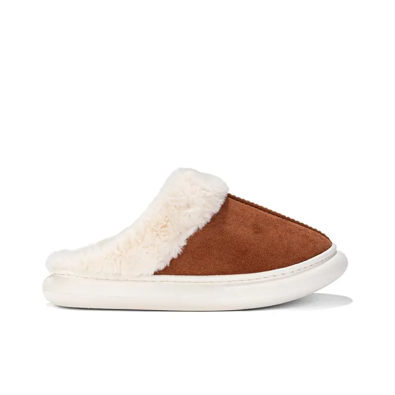 Ciabatte donna marroni da casa con peluche