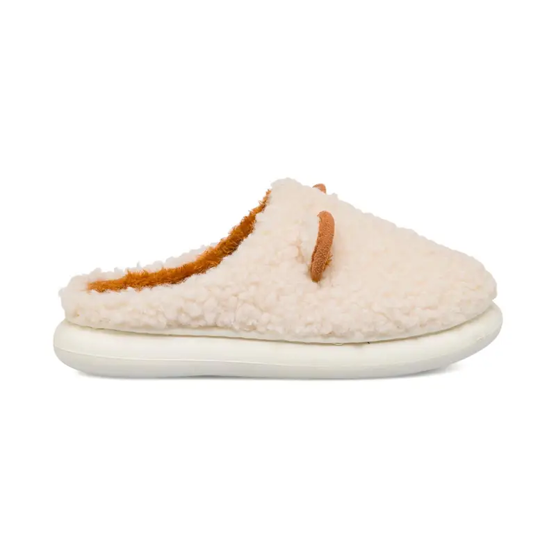 Ciabatte donna marroni da casa in peluche con orecchie