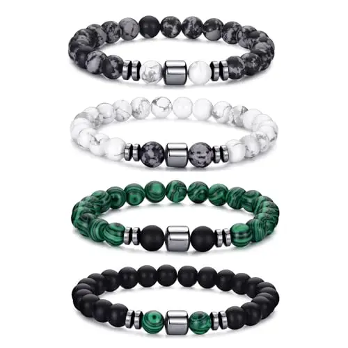 RANKEEF Bracciale Occhio di Tigre per Uomo 8MM Bracciale con Perline in Pietra Naturale Set Braccialetti Elasticizzati
