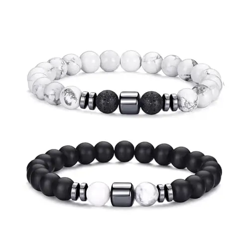 RANKEEF Bracciale Occhio di Tigre per Uomo 8MM con Perline in Pietra Naturale Set Braccialetti Elasticizzati in Pietra