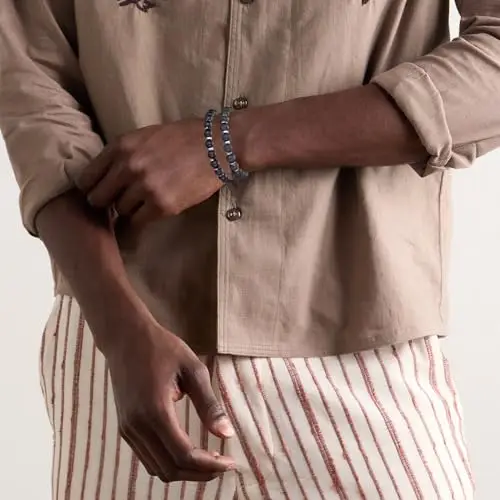 RANKEEF Bracciale Occhio di Tigre per Uomo 8MM con Perline in Pietra Naturale Set Elasticizzati in Pietra Lavica miniatura 2