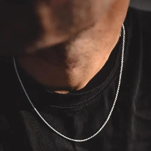 RANKEEF Collana Uomo Argento Collana Uomo in Argento Sterling 925 - Catena a Cordoncino 2/3/4mm Disponibile in tre miniatura 2