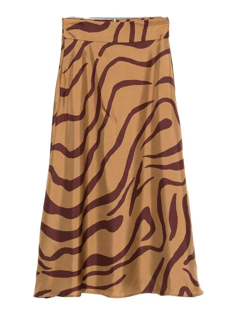 Gonna midi di seta zebra Animalier