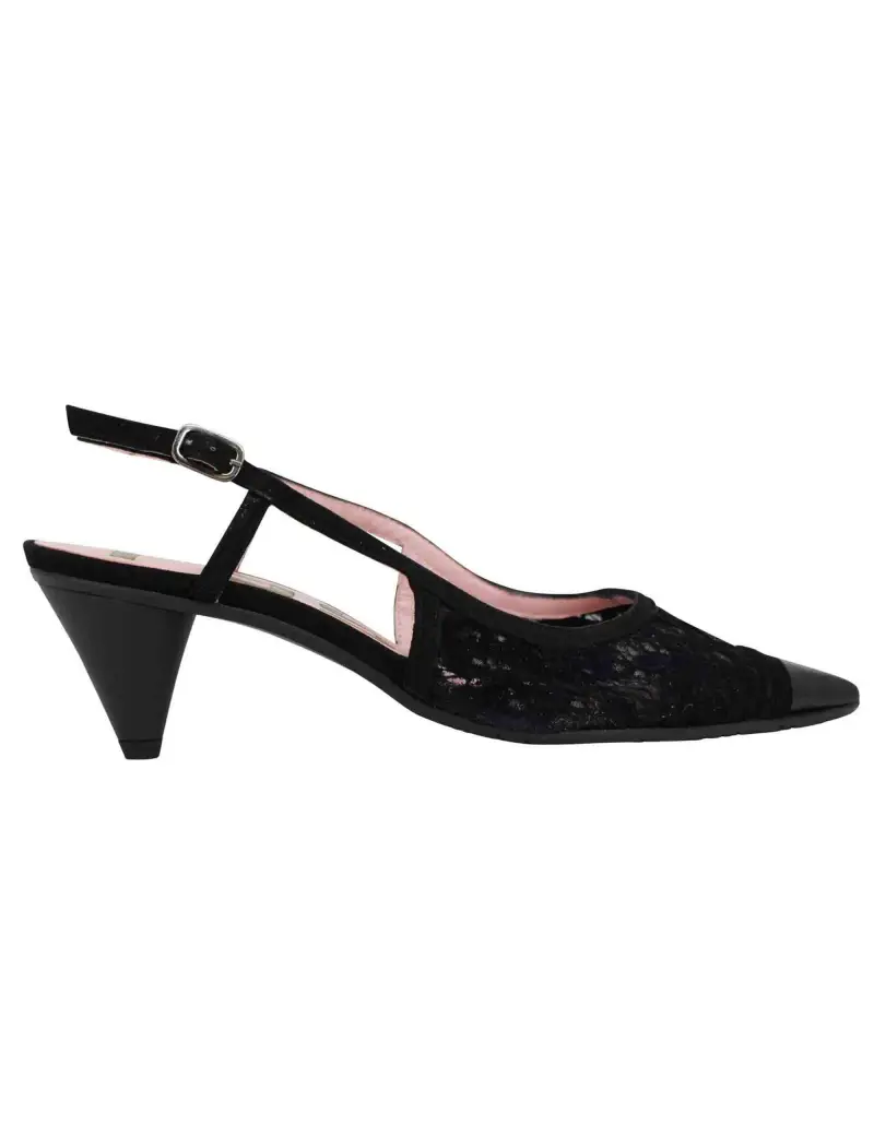 Decollete slingback donna in pizzo nero con punta a punta Donna 7917 001