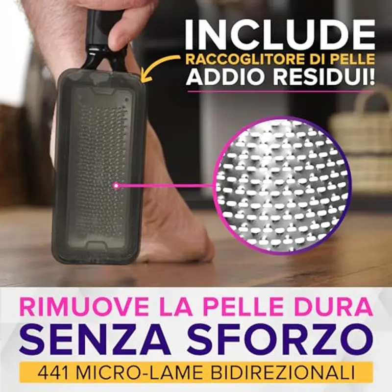 Raspa Piedi ANTIRUGGINE Con Raccoglitore (Taglia XL) NYK1 MEGAFILE Calli Piedi Rimozione Togli Calli Piedi Per Uso Asciutto Bagnato - Raschietto Potente Con Impugnatura Antiscivolo miniatura 3