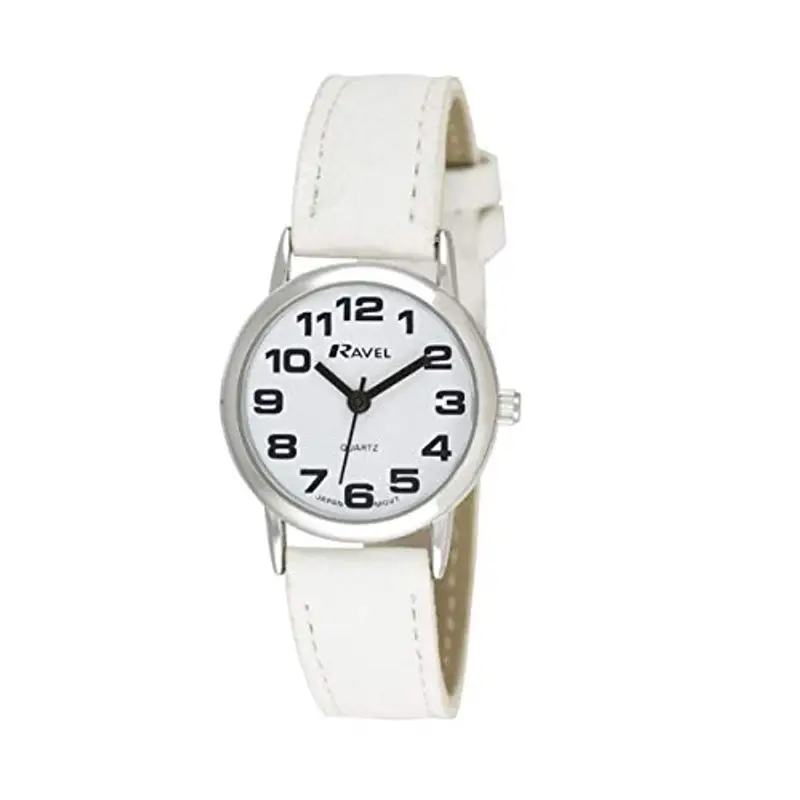 Ravel - orologio con cinturino unisex di facile lettura con grandi numeri - Quadrante bianco/argento tono/bianco