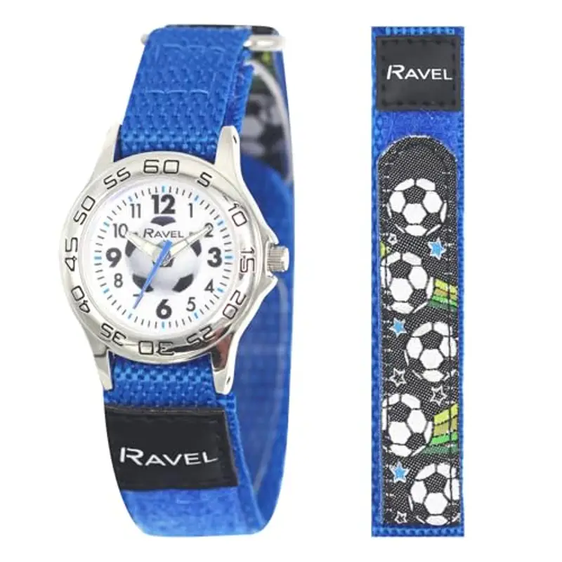 Ravel - orologio da calcio blu per bambini con cinturino d'azione a chiusura facilitata - Analogico al quarzo - R1507.62