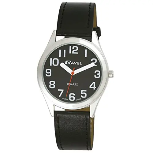 Ravel - Orologio Unisex Super Audace Cinturino di Aiuto alla vista con Grandi Numeri - Quadrante Bianco/Colore Oro/Nero miniatura 3