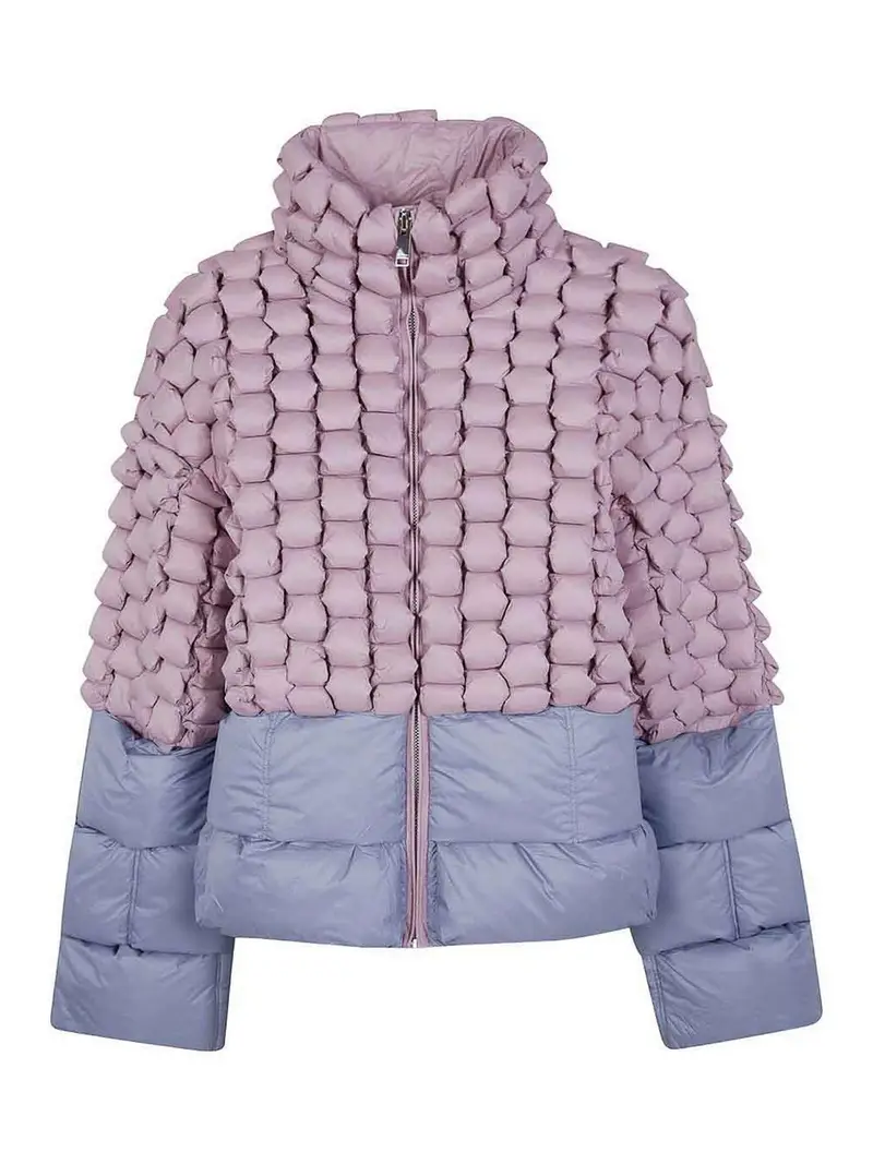 Piumino Rosa E Blu Con Design Trapuntato 3D Azzurro