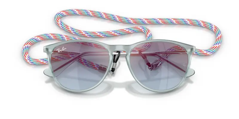 Bambino Ray - Ban RJ9060S JUNIOR ERIKA 7223U0 Occhiali da sole Iniettato Blu Blu Pantos Specchiate Sfumato miniatura 2