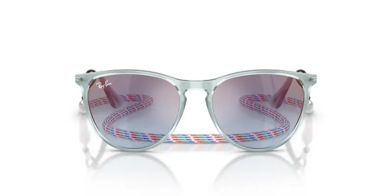 Bambino Ray - Ban RJ9060S JUNIOR ERIKA 7223U0 Occhiali da sole Iniettato Blu Blu Pantos Specchiate Sfumato miniatura 3