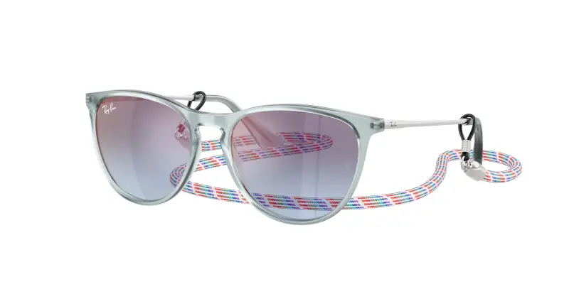 Bambino Ray - Ban RJ9060S JUNIOR ERIKA 7223U0 Occhiali da sole Iniettato Blu Blu Pantos Specchiate Sfumato