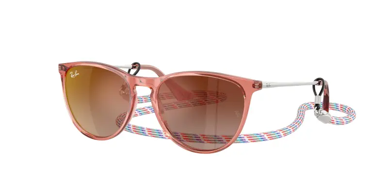 Bambino Ray - Ban RJ9060S JUNIOR ERIKA 7225S0 Occhiali da sole Iniettato Rosso Marrone Pantos Normale Sfumato