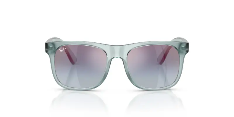 Bambino Ray - Ban RJ9069S JUNIOR JUSTIN 7223U0 Occhiali da sole Iniettato Blu Blu Squadrata Specchiate Sfumato miniatura 3