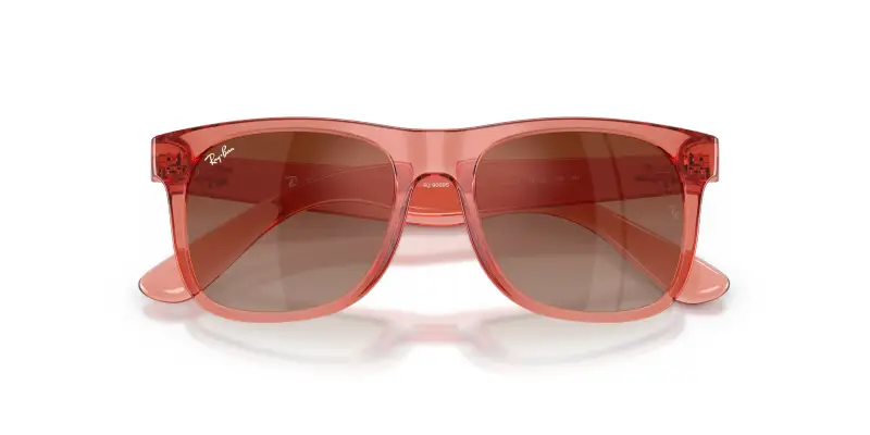 Bambino Ray - Ban RJ9069S JUNIOR JUSTIN 7225S0 Occhiali da sole Iniettato Rosso Marrone Squadrata Normale Sfumato miniatura 2