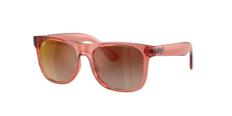 Bambino Ray - Ban RJ9069S JUNIOR JUSTIN 7225S0 Occhiali da sole Iniettato Rosso Marrone Squadrata Normale Sfumato