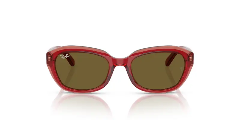 Bambino Ray - Ban RJ9081S 715473 Occhiali da sole Acetato Rosso Marrone Geometrica Normale miniatura 3