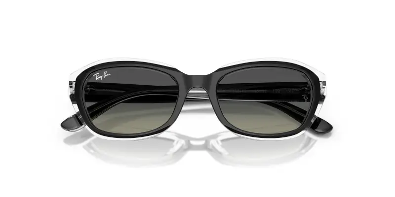 Bambino Ray - Ban RJ9081S 715811 Occhiali da sole Acetato Nero Grigio Geometrica Normale Sfumato miniatura 2