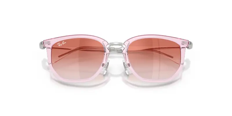 Bambino Ray - Ban RJ9085S 7221V0 Occhiali da sole Nylon Rosa Rosso Geometrica Specchiate Sfumato miniatura 2