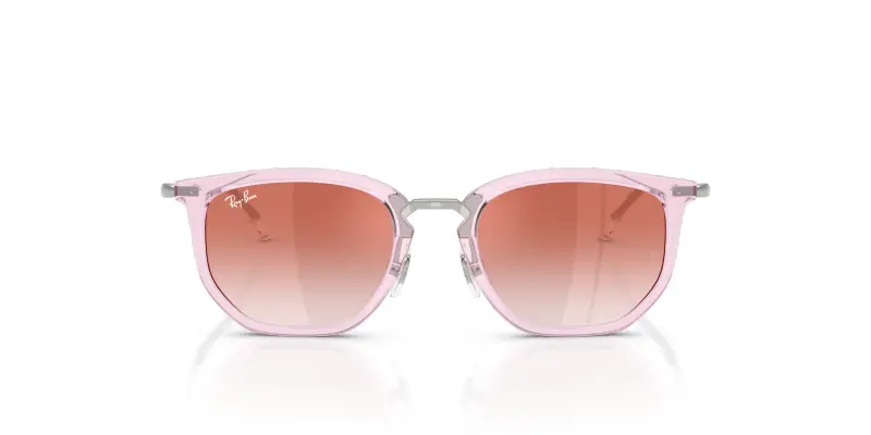 Bambino Ray - Ban RJ9085S 7221V0 Occhiali da sole Nylon Rosa Rosso Geometrica Specchiate Sfumato miniatura 3