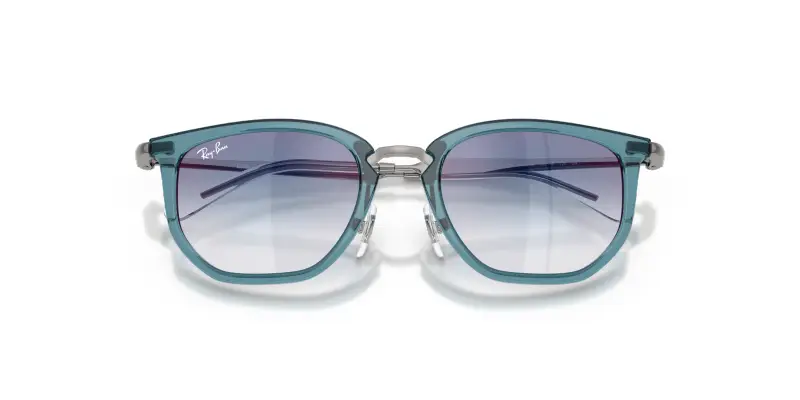 Bambino Ray - Ban RJ9085S 7222U0 Occhiali da sole Nylon Blu Geometrica Specchiate Sfumato miniatura 2