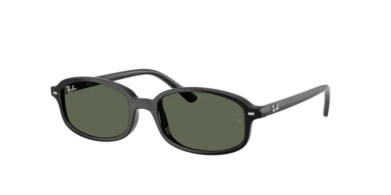 Bambino Ray - Ban RJ9132S 100/71 Occhiali da sole Nylon Nero Verde Geometrica Normale
