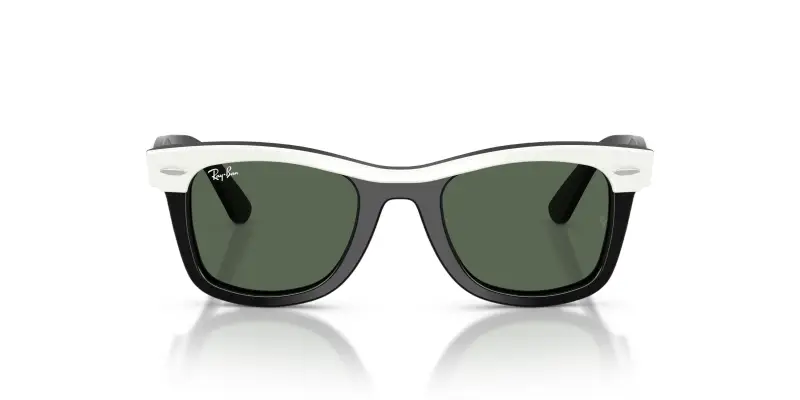 Bambino Ray - Ban RJ9140S 721171 Occhiali da sole Acetato Bianco Verde Squadrata Normale miniatura 3