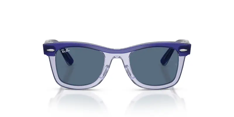 Bambino Ray - Ban RJ9140S 721280 Occhiali da sole Acetato Blu Blu Squadrata Normale miniatura 3