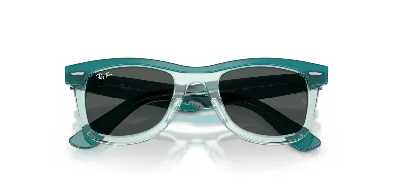 Bambino Ray - Ban RJ9140S 721387 Occhiali da sole Acetato Verde Grigio Squadrata Normale miniatura 2
